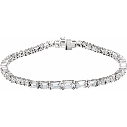 4.75ct Lab Grown Diamond Emerald cut East-West Graduated Tennis Bracelet in 14k Gold