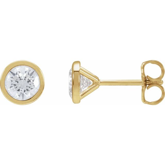 1.00ct Lab Grown Diamond Round Martini Bezel Earrings