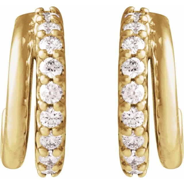 0.20ct Lab Grown Diamond and Plain Double Hoop Earrings in 14k Gold