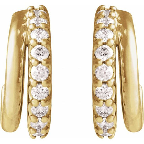 0.20ct Lab Grown Diamond and Plain Double Hoop Earrings in 14k Gold