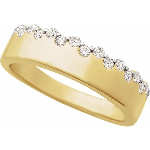 0.30ct Round Lab Grown Diamond Scattered Cigar Band Ring