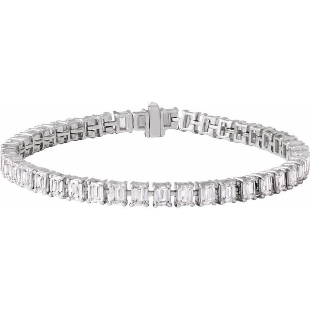 11.00ct Lab Grown Diamond Emerald cut North-South Tennis Bracelet in 14k Gold