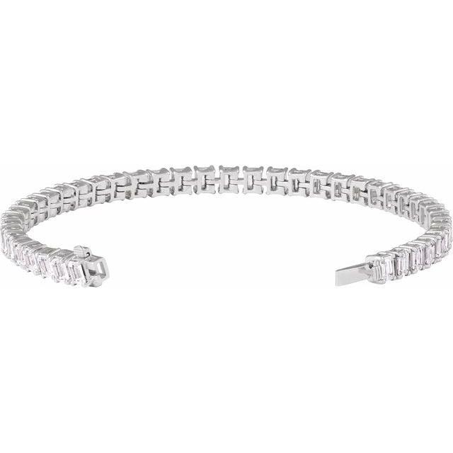 11.00ct Lab Grown Diamond Emerald cut North-South Tennis Bracelet in 14k Gold