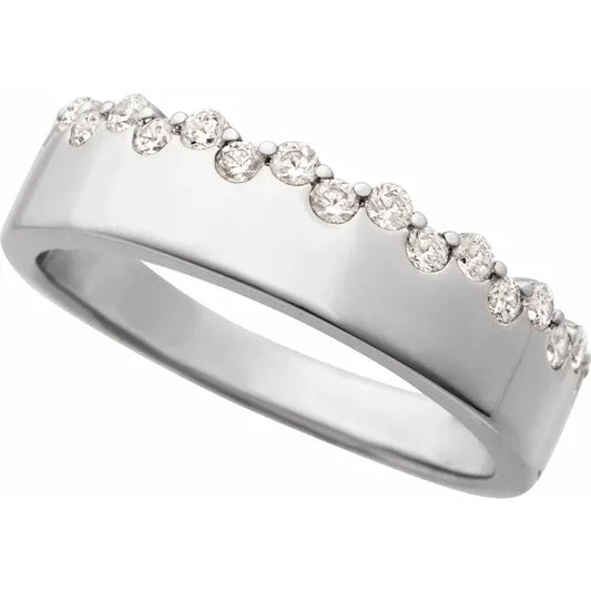 0.30ct Round Lab Grown Diamond Scattered Cigar Band Ring