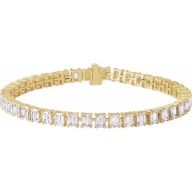 11.00ct Lab Grown Diamond Emerald cut North-South Tennis Bracelet in 14k Gold