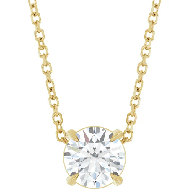 1.00ct Lab Grown Diamond Slide Solitaire Necklace in 14k Gold