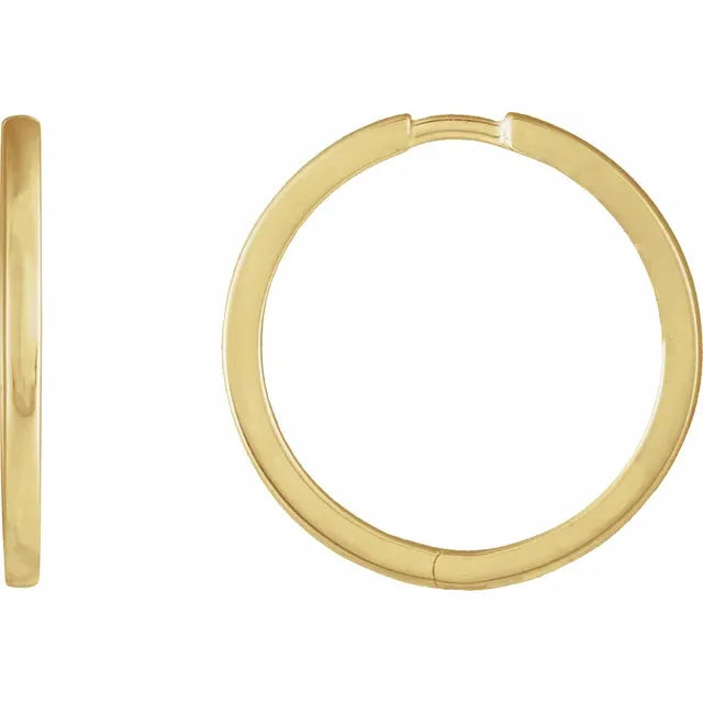 20mm Plain Hinged Hoop Earrings in 14k Solid Gold