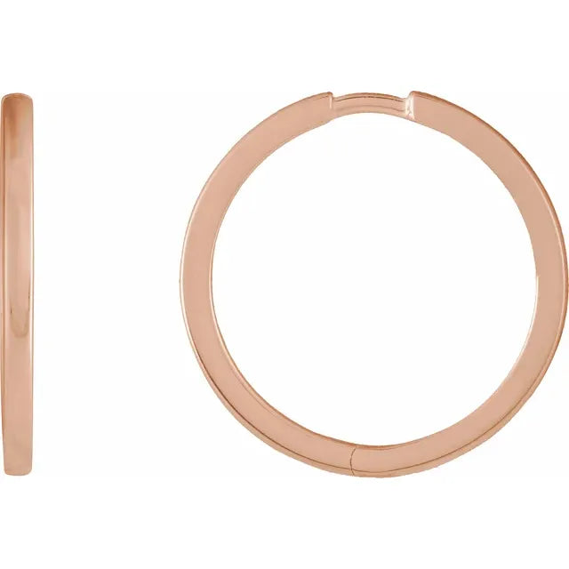 20mm Plain Hinged Hoop Earrings in 14k Solid Gold