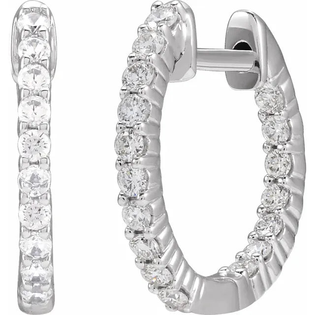 0.50ct Lab Grown Diamond Inside Out 14.5mm Hoops in 14k Gold