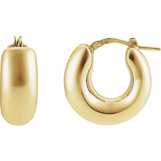 20mm Plain Wide Tube Hoop Earrings in 14k Yellow Gold