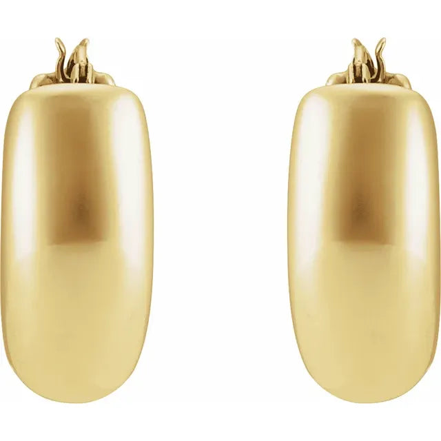 20mm Plain Wide Tube Hoop Earrings in 14k Yellow Gold