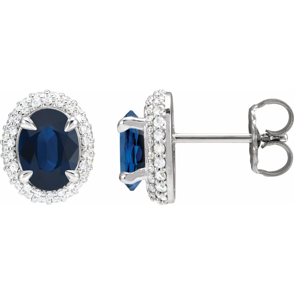 2.50ct Oval Lab Grown Sapphire & 0.50ct Lab Grown Diamond Halo Earrings