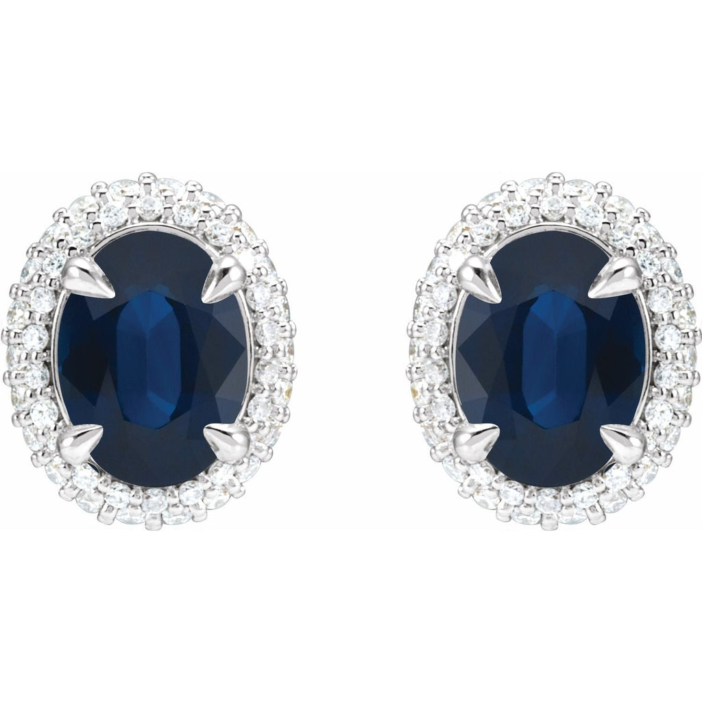 2.50ct Oval Lab Grown Sapphire & 0.50ct Lab Grown Diamond Halo Earrings