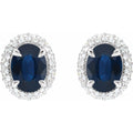 2.50ct Oval Lab Grown Sapphire & 0.50ct Lab Grown Diamond Halo Earrings