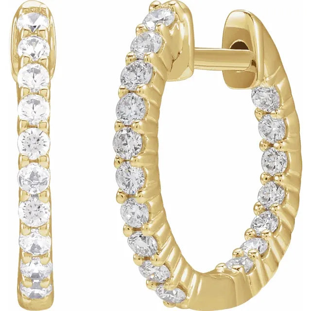 0.50ct Lab Grown Diamond Inside Out 14.5mm Hoops in 14k Gold