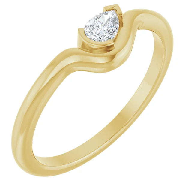 Mini Pear Lab Grown Diamond Wave Ring