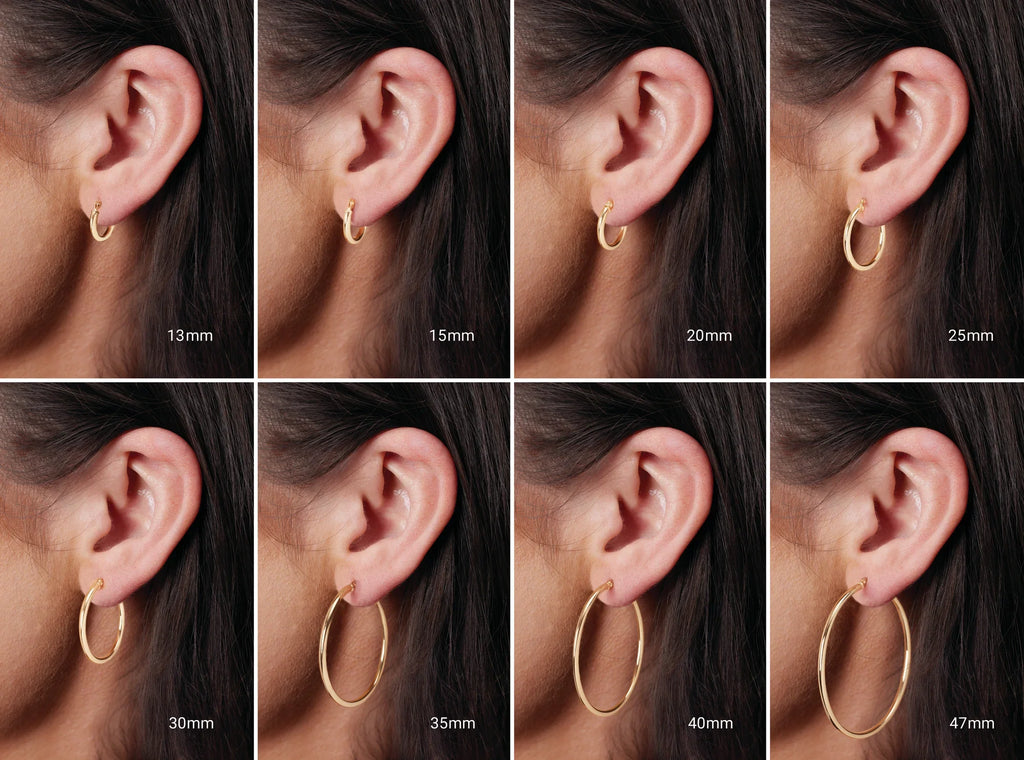30mm Plain Tube Hoop Earrings in 14k Gold