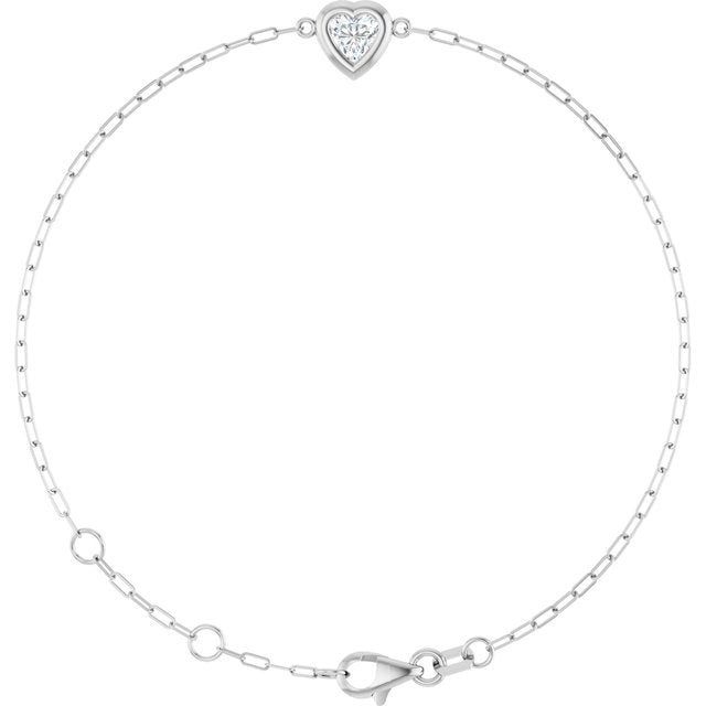 0.50ct Heart Lab Grown Diamond Bezel Set Paperclip Bracelet in 14k Gold