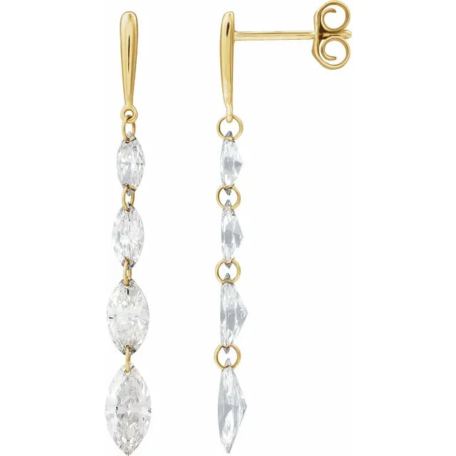 1.50ct Lab Grown Diamond Marquise Drop Earrings in 14k Gold