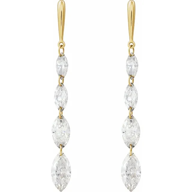 1.50ct Lab Grown Diamond Marquise Drop Earrings in 14k Gold