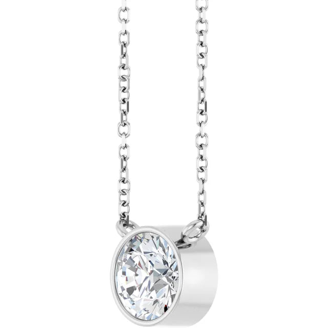 1.00ct Lab Grown Diamond Bezel Solitaire Necklace in 14k Gold