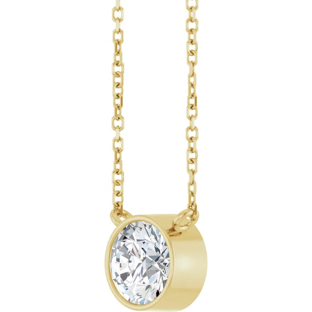 1.00ct Lab Grown Diamond Bezel Solitaire Necklace in 14k Gold
