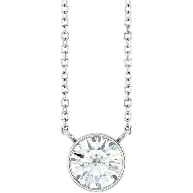 1.00ct Lab Grown Diamond Bezel Solitaire Necklace in 14k Gold