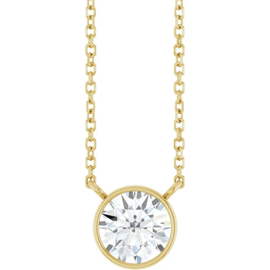 1.00ct Lab Grown Diamond Bezel Solitaire Necklace in 14k Gold