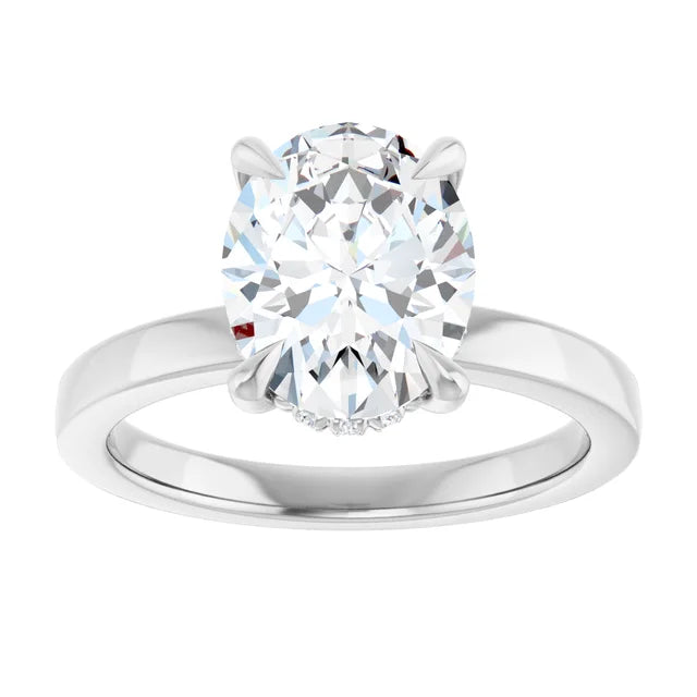 The Clara 2.00ct Oval cut Lab Grown Diamond Hidden Halo Solitaire Engagement Ring