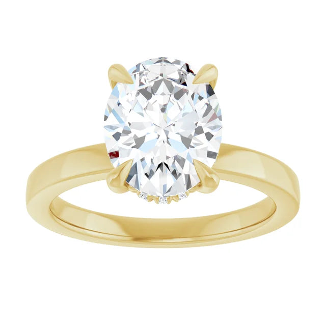 The Clara 2.00ct Oval cut Lab Grown Diamond Hidden Halo Solitaire Engagement Ring