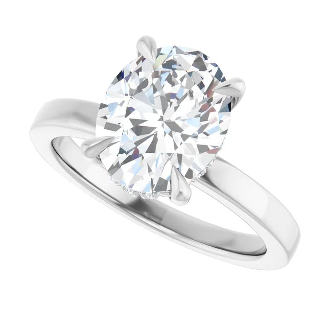 The Clara 2.00ct Oval cut Lab Grown Diamond Hidden Halo Solitaire Engagement Ring