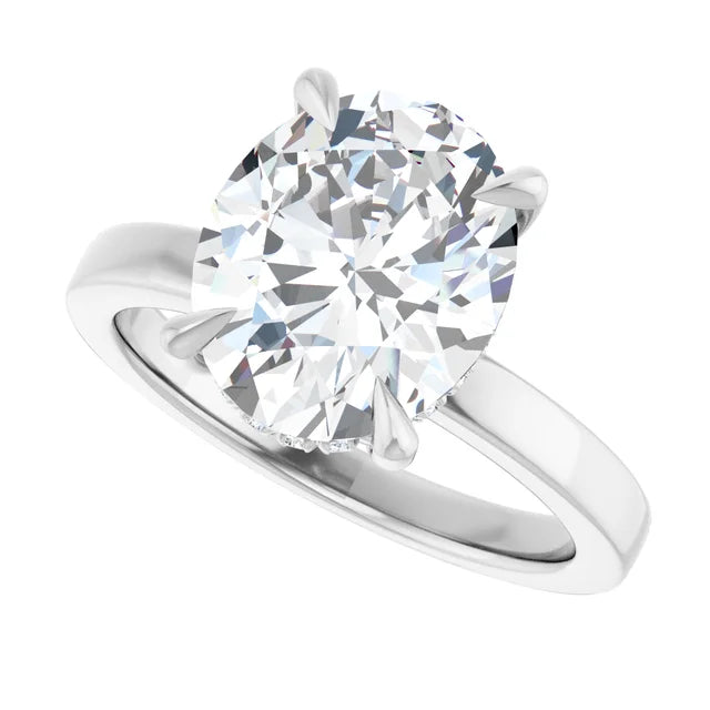 The Clara 2.50ct Oval cut Lab Grown Diamond Hidden Halo Solitaire Engagement Ring