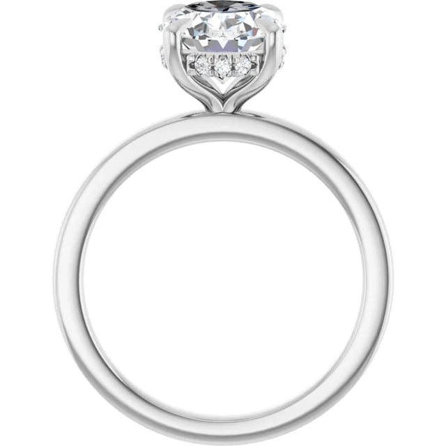 The Clara 2.00ct Oval cut Lab Grown Diamond Hidden Halo Solitaire Engagement Ring