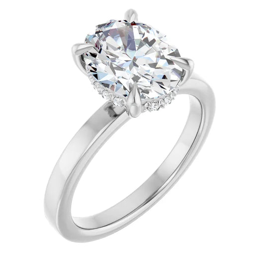 The Clara 2.00ct Oval cut Lab Grown Diamond Hidden Halo Solitaire Engagement Ring