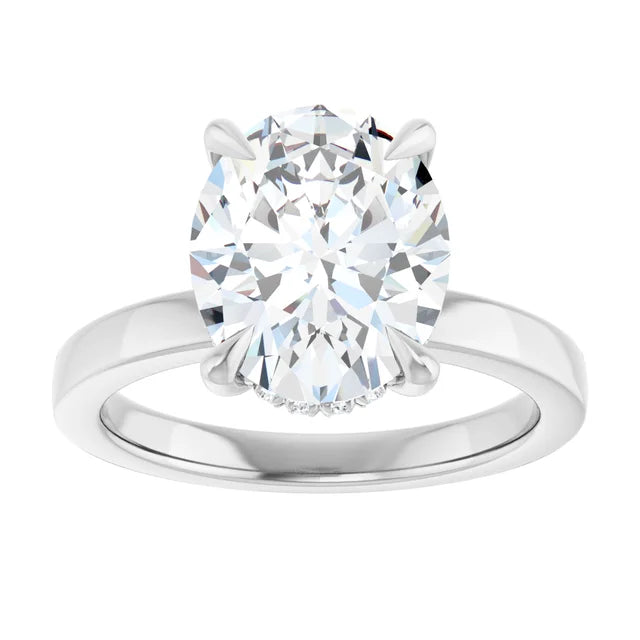 The Clara 3.00ct Oval cut Lab Grown Diamond Hidden Halo Solitaire Engagement Ring