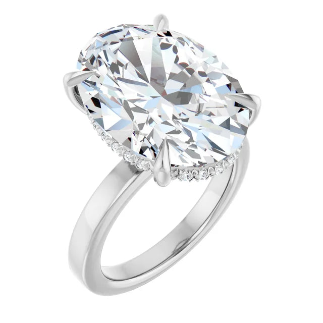 The Clara 5.00ct Oval cut Lab Grown Diamond Hidden Halo Solitaire Engagement Ring