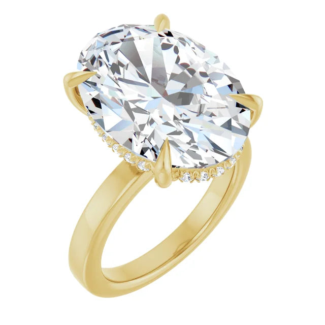 The Clara 5.00ct Oval cut Lab Grown Diamond Hidden Halo Solitaire Engagement Ring