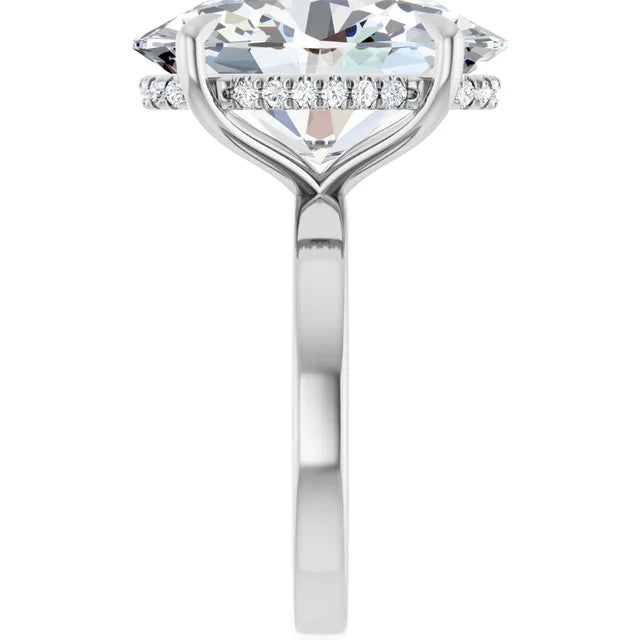 The Clara 5.00ct Oval cut Lab Grown Diamond Hidden Halo Solitaire Engagement Ring