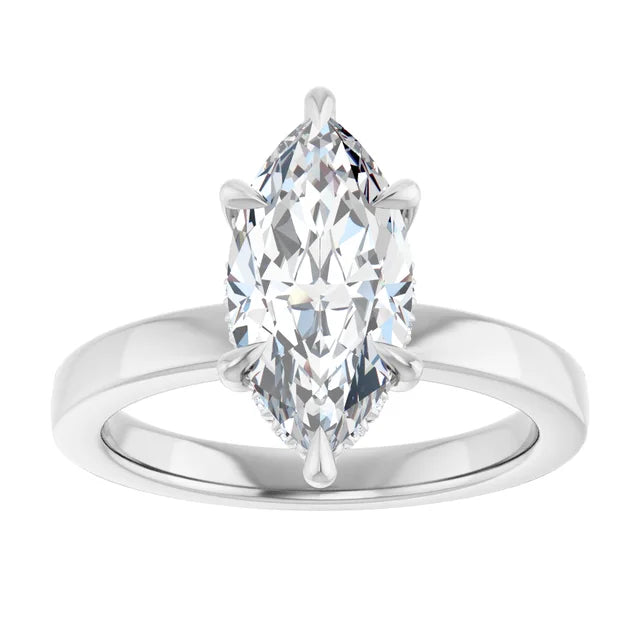 The Clara 2.00ct Marquise cut Lab Grown Diamond Hidden Halo Solitaire Engagement Ring