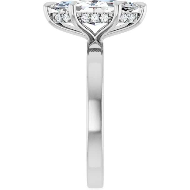 The Clara 2.00ct Marquise cut Lab Grown Diamond Hidden Halo Solitaire Engagement Ring