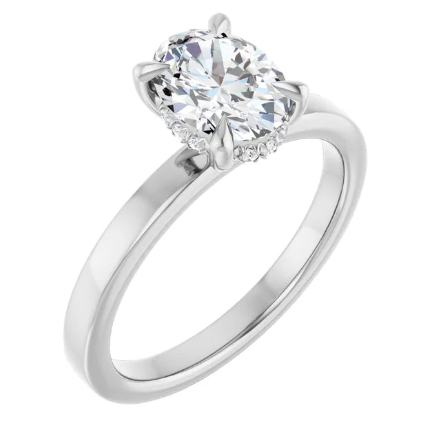 The Clara 1.00ct Oval cut Lab Grown Diamond Hidden Halo Solitaire Engagement Ring