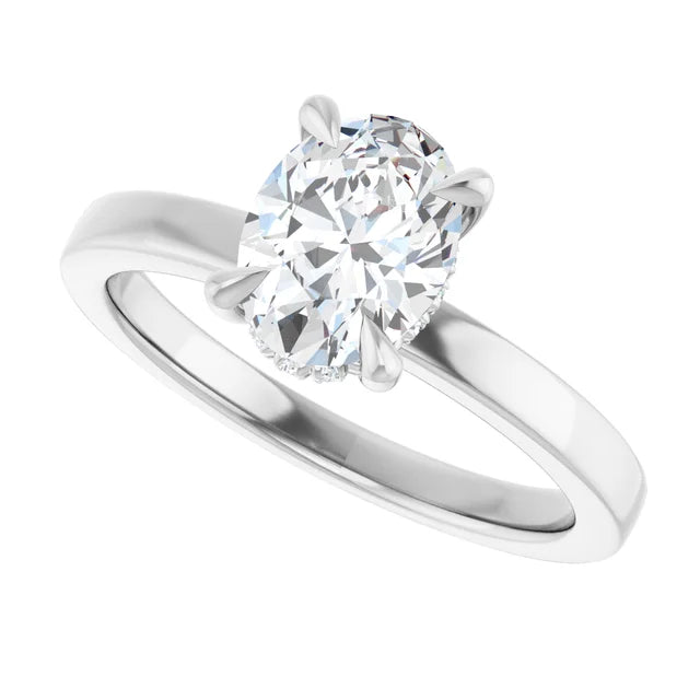 The Clara 1.00ct Oval cut Lab Grown Diamond Hidden Halo Solitaire Engagement Ring