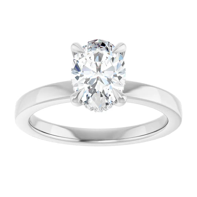 The Clara 1.00ct Oval cut Lab Grown Diamond Hidden Halo Solitaire Engagement Ring