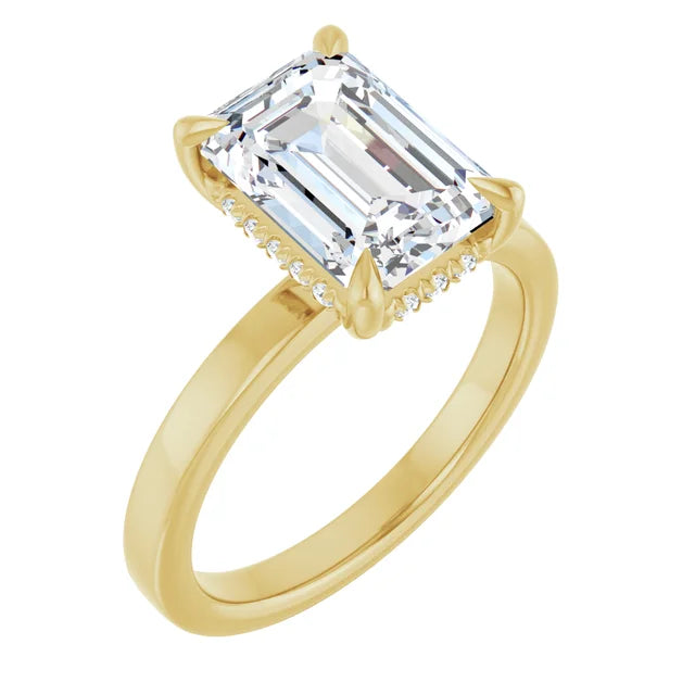 The Clara 2.50ct Emerald cut Lab Grown Diamond Hidden Halo Solitaire Engagement Ring