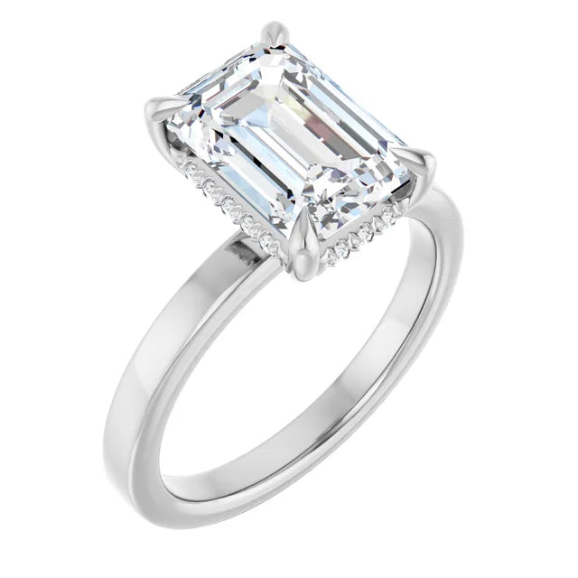 The Clara 2.50ct Emerald cut Lab Grown Diamond Hidden Halo Solitaire Engagement Ring