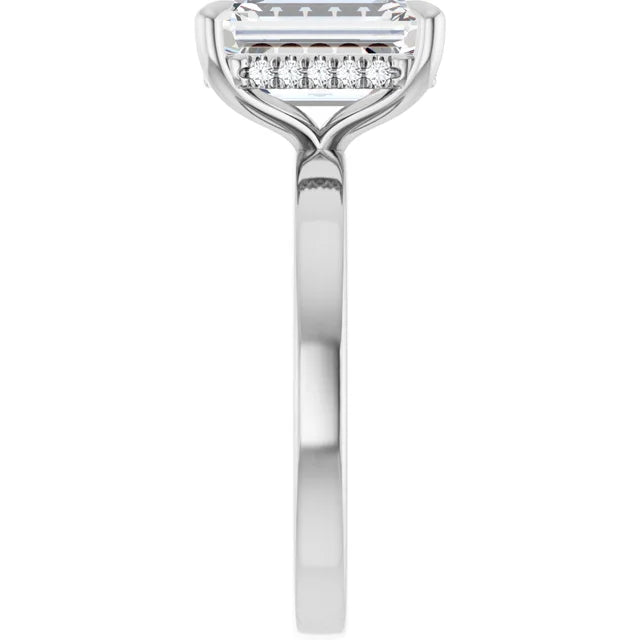 The Clara 2.50ct Emerald cut Lab Grown Diamond Hidden Halo Solitaire Engagement Ring