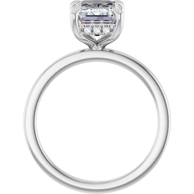 The Clara 2.50ct Emerald cut Lab Grown Diamond Hidden Halo Solitaire Engagement Ring