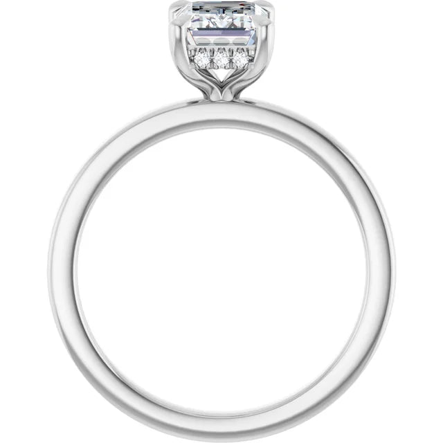 The Clara 1.00ct Emerald cut Lab Grown Diamond Hidden Halo Solitaire Engagement Ring