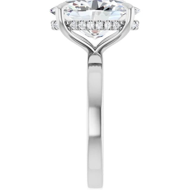 The Clara 4.00ct Oval cut Lab Grown Diamond Hidden Halo Solitaire Engagement Ring