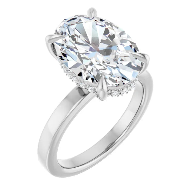 The Clara 4.00ct Oval cut Lab Grown Diamond Hidden Halo Solitaire Engagement Ring